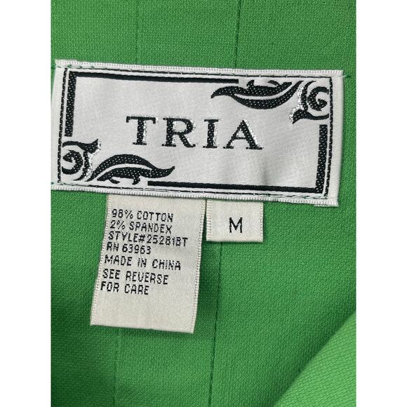 Vintage Tria Cotton Green Cropped Big Collar Size M Light Jacket Cottage Retro - Picture 4 of 5